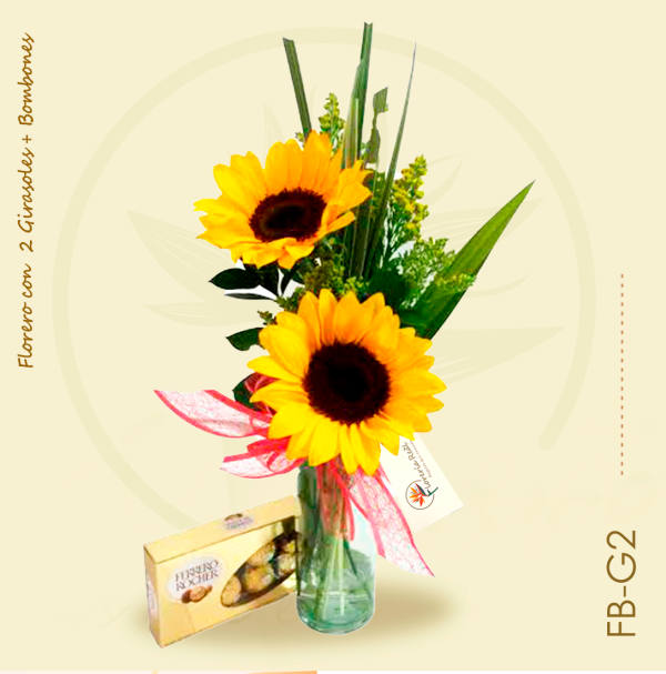 florero de Girasol + Bombones