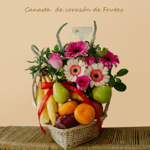 Canasta de corazón -Flores exóticas