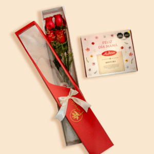Caja con 4 Rosas y Chocolates – Regalo Elegante y Dulce para el Día de la Madre