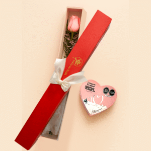 Caja con Una Rosa y Corazón de Chocolate – Detalle Romántico y Dulce para Mamá en su Día