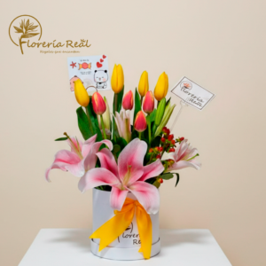 TULIPANES Y LILIUM EN BOX