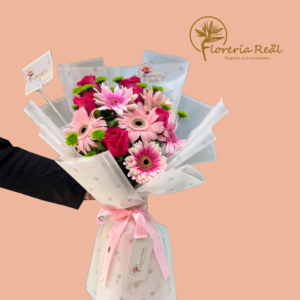 RAMO DE GERBEROS Y ROSAS